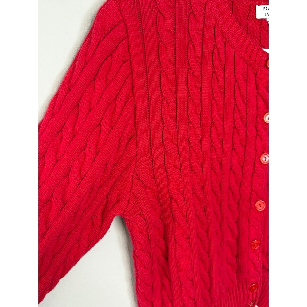 Frankies Bikinis Dudley Cable Knit Sweater Womens M Red Cropped Beach Layering - Picture 6 of 10
